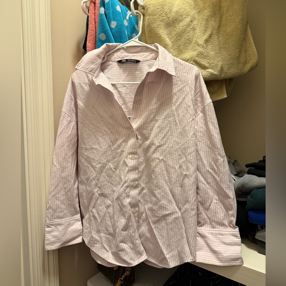 Zara Light Pink Striped Shirt